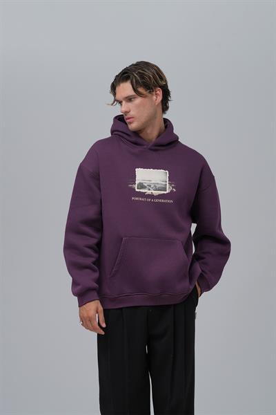 Portrait of a Generation Oversize Sweatshirt Erkek Mor