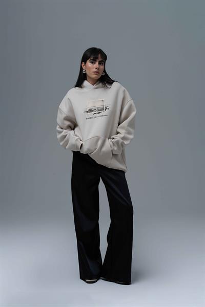 Portrait of a Generation Oversize Sweatshirt Kadın Stone
