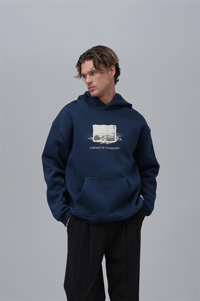 Portrait of a Generation Oversize Sweatshirt Erkek İndigo