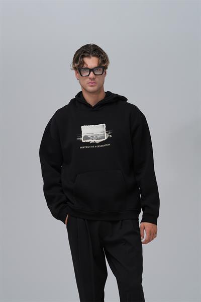 Portrait of a Generation Oversize Sweatshirt Erkek Siyah