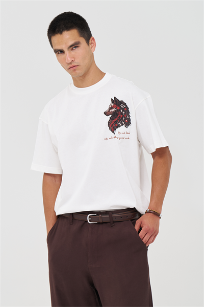 Quiet Resolve Oversize Fit Erkek Tişört Ekru