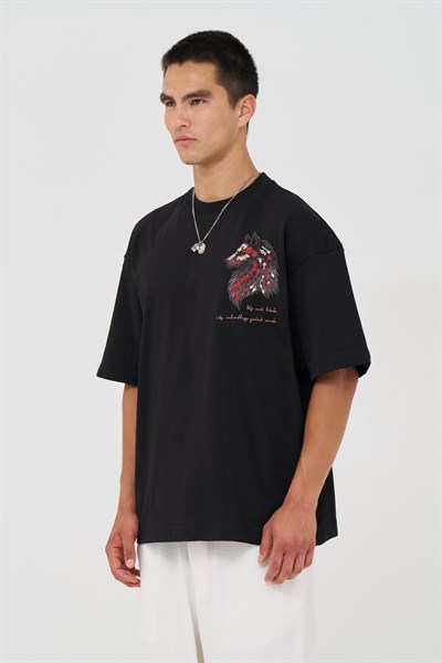Quiet Resolve Oversize Fit Erkek Tişört Siyah