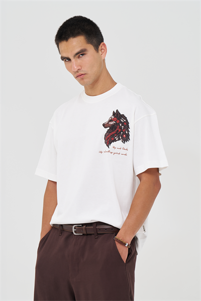 Quiet Resolve Oversize Fit Erkek Tişört Ekru