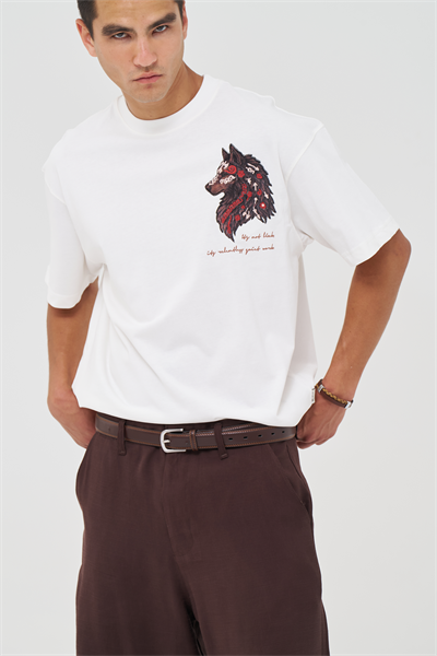 Quiet Resolve Oversize Fit Erkek Tişört Ekru