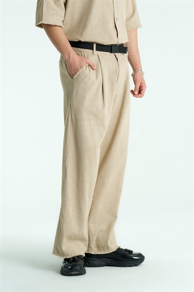 Rawen Oversize Erkek Pantolon Bej