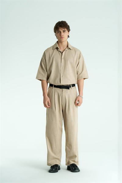 Rawen Oversize Erkek Pantolon Bej