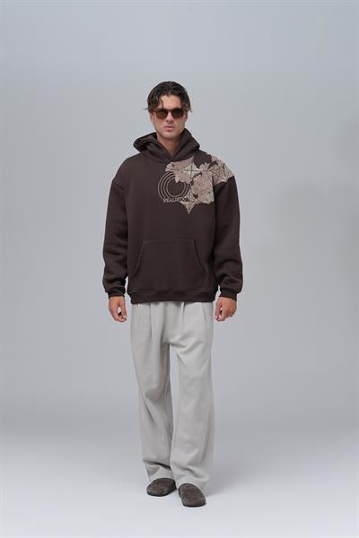 Realistic Oversize Sweatshirt Erkek Kahverengi