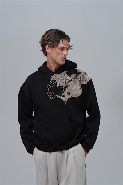 Realistic Oversize Sweatshirt Erkek Siyah