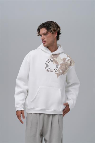 Realistic Oversize Sweatshirt Erkek Ekru