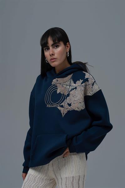 Realistic Oversize Sweatshirt Kadın İndigo