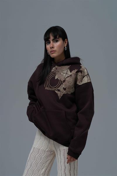 Realistic Oversize Sweatshirt Kadın Kahverengi