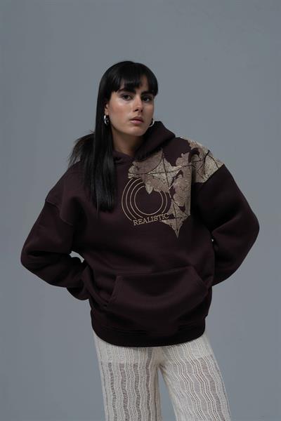 Realistic Oversize Sweatshirt Kadın Kahverengi