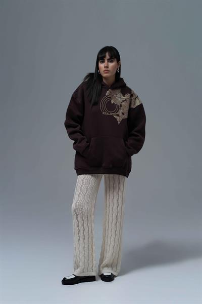 Realistic Oversize Sweatshirt Kadın Kahverengi