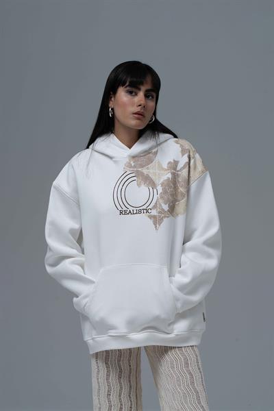 Realistic Oversize Sweatshirt Kadın Ekru