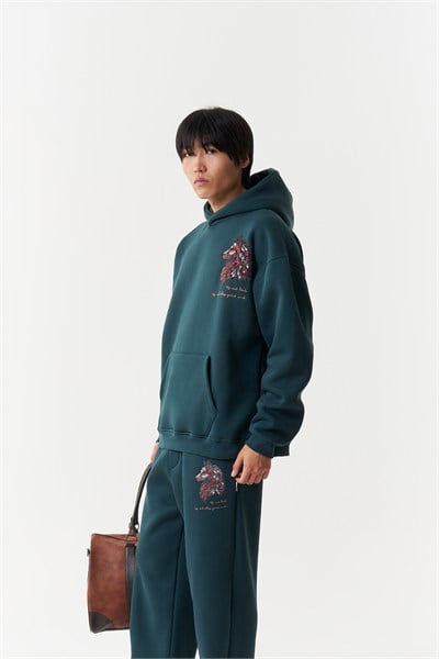 Relentless Instinct Oversize Erkek Sweatshirt Forest Yeşili
