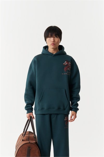 Relentless Instinct Oversize Erkek Sweatshirt Forest Yeşili
