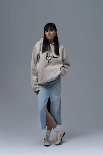 Roots & Freedom Oversize Sweatshirt Kadın Stone
