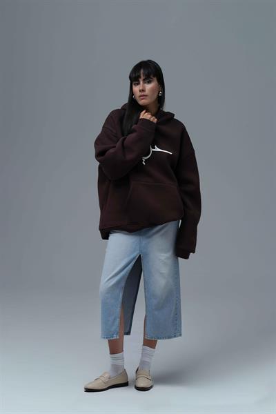 Roots & Freedom Oversize Sweatshirt Kadın Kahverengi