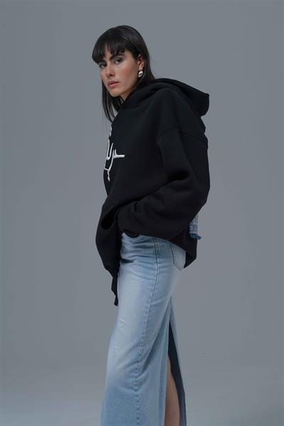 Roots & Freedom Oversize Sweatshirt Kadın Siyah