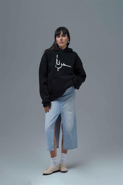 Roots & Freedom Oversize Sweatshirt Kadın Siyah