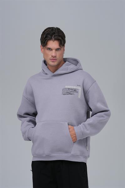 Sacred Geometry Oversize Sweatshirt Erkek Gri