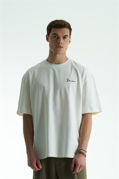 SAW Atelier Oversize Erkek Tişört Ekru
