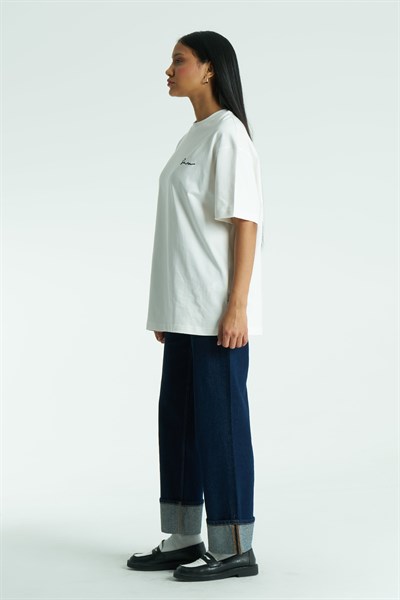 SAW Atelier Oversize Kadın Tişört Ekru