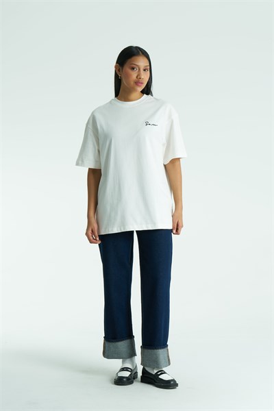 SAW Atelier Oversize Kadın Tişört Ekru