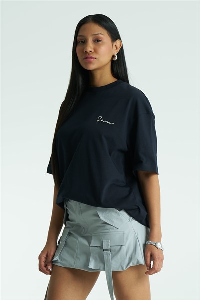SAW Atelier Oversize Kadın Tişört Lacivert
