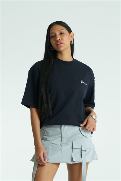 SAW Atelier Oversize Kadın Tişört Lacivert