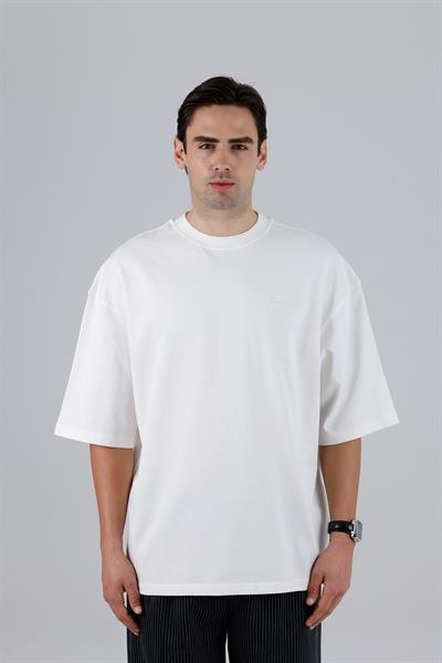 SAW Club Super Oversized Basic Tişört Erkek Ekru