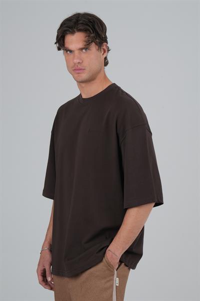SAW Club Super Oversized Basic Tişört Erkek Kahverengi