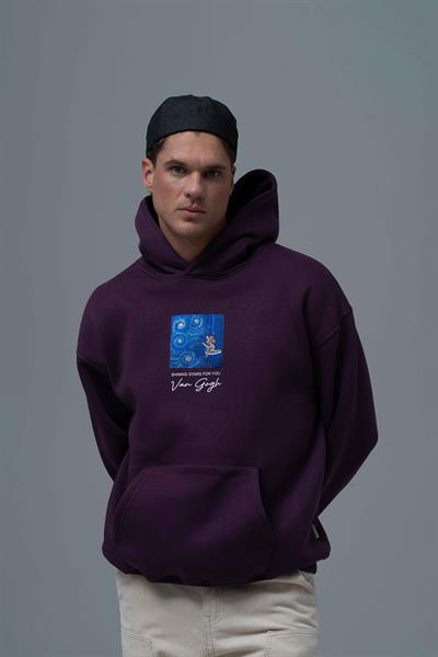 Shining Stars Oversize Sweatshirt Erkek Mor