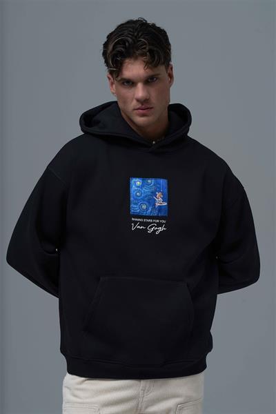 Shining Stars Oversize Sweatshirt Erkek Siyah
