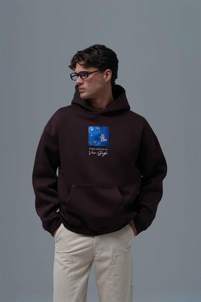 Shining Stars Oversize Sweatshirt Erkek Kahverengi
