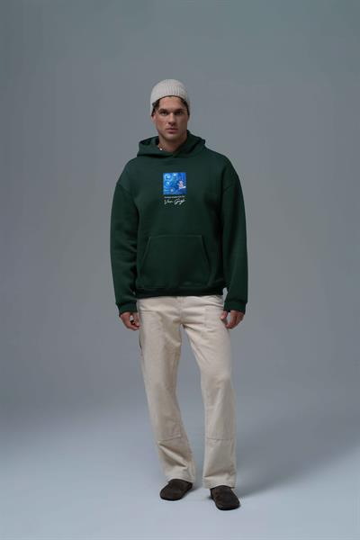 Shining Stars Oversize Sweatshirt Erkek Yeşil