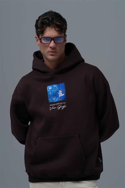 Shining Stars Oversize Sweatshirt Erkek Kahverengi