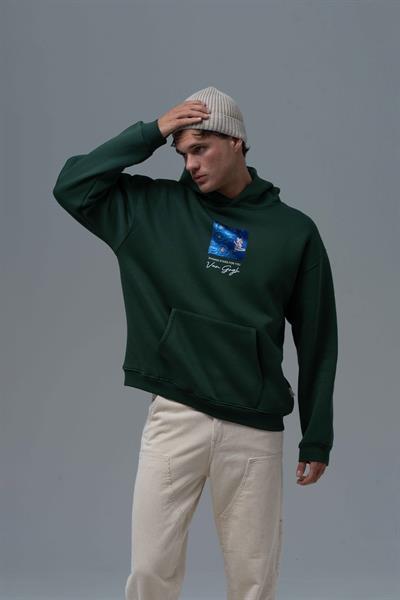 Shining Stars Oversize Sweatshirt Erkek Yeşil