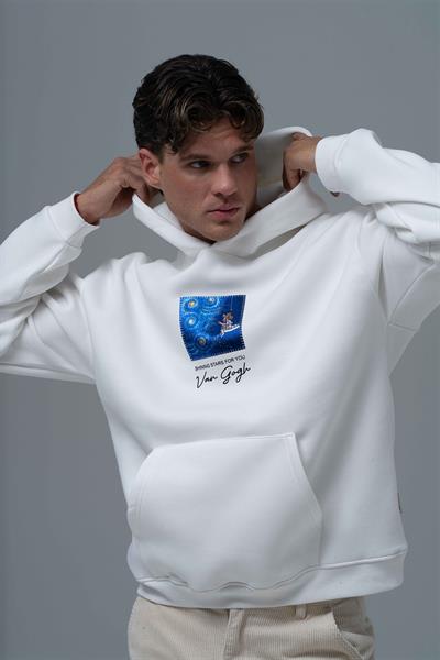 Shining Stars Oversize Sweatshirt Erkek Ekru