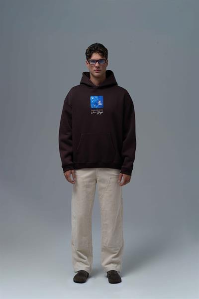 Shining Stars Oversize Sweatshirt Erkek Kahverengi