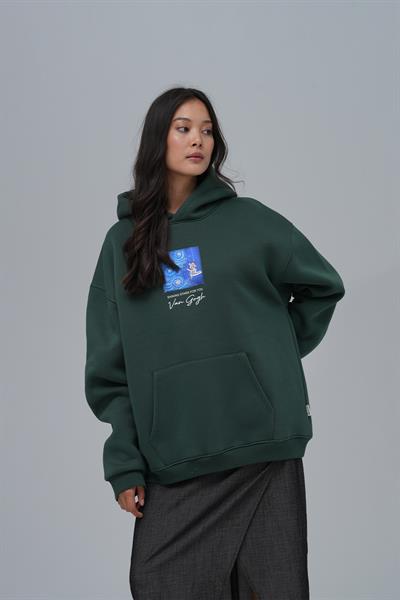 Shining Stars Oversize Sweatshirt Kadın Yeşil