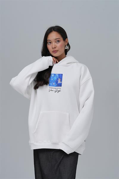 Shining Stars Oversize Sweatshirt Kadın Ekru