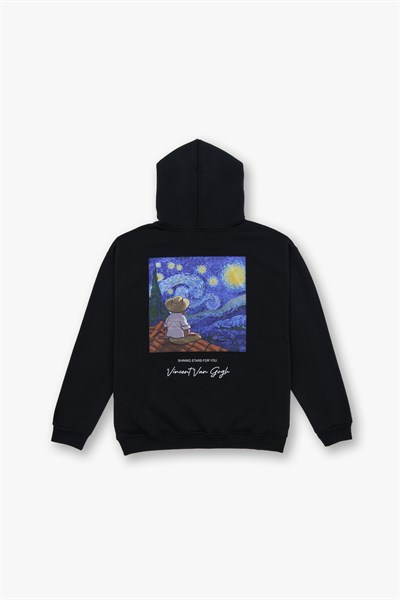 Shining Stars Oversize Sweatshirt Kadın Siyah