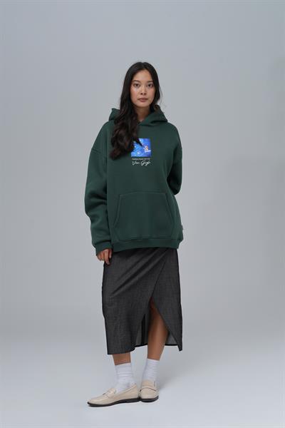 Shining Stars Oversize Sweatshirt Kadın Yeşil