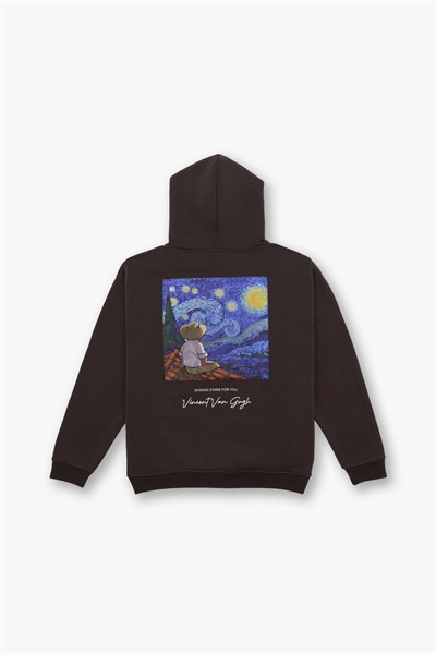 Shining Stars Oversize Sweatshirt Kadın Kahverengi