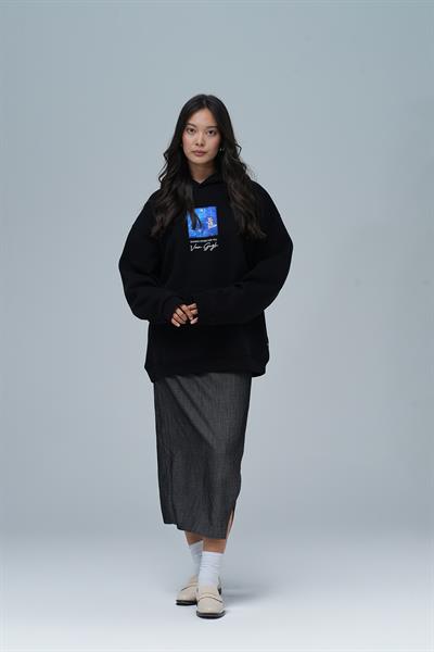 Shining Stars Oversize Sweatshirt Kadın Siyah