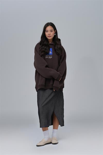 Shining Stars Oversize Sweatshirt Kadın Kahverengi