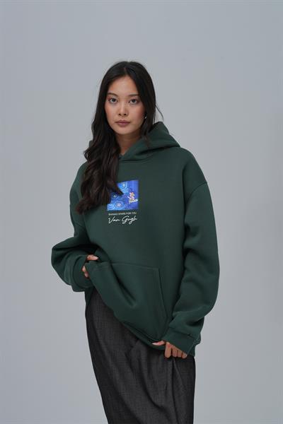 Shining Stars Oversize Sweatshirt Kadın Yeşil