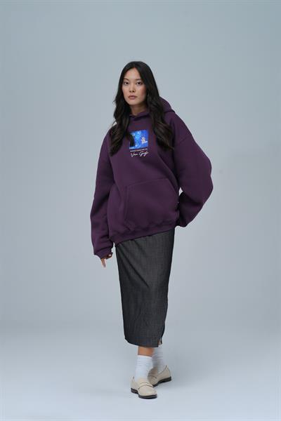 Shining Stars Oversize Sweatshirt Kadın Mor
