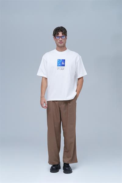 Shining Stars Oversize Tişört Erkek Ekru
